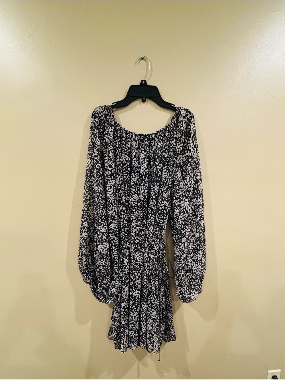 Plus size Tommy Hilfiger Black & White Long Sleeve chiffon dress